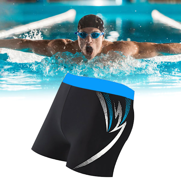 Män Badbyxor Snabbtorkande Stretch Andningsbar Slim Fit Knytband Modetryck Män Badkläder för Simning Himmelblå XXL (100‑140kg / 220.5‑308.6lb)