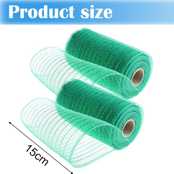 15 cm Metallisk Mesh Bånd 9 meter (2-pakning, Smaragdgrønn)