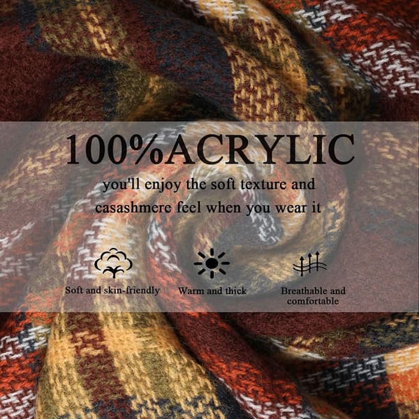 Plaid Tæppe Halstørklæde Vinter Efterår Halstørklæder til Kvinder, Varmt Blødt Tykt Oversized Tartan Sjaler Wraps Halstørklæder