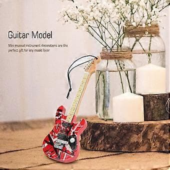 Gitarr Modell Fina Detaljer Röd Träådring Lindträ Miniatyrgitarr för Monterdekoration Present