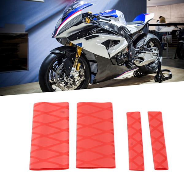 Motorcycle Handlebar Cover Anti Slip Heat Shrinkable Rubber Universal for Bicycles Electric BikesRed