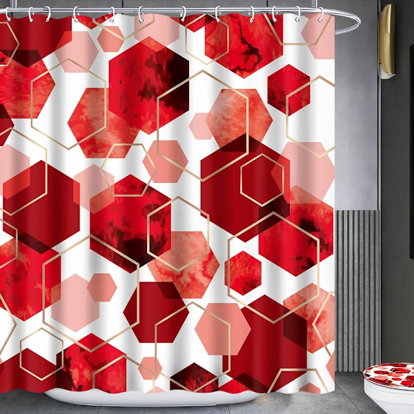 Duschdraperi för Badrum, Geometrisk Konststil Vattentät Badrumsdraperi, Abstrakt Tyg Duschdraperi Set för Heminredning 180cm*200cm