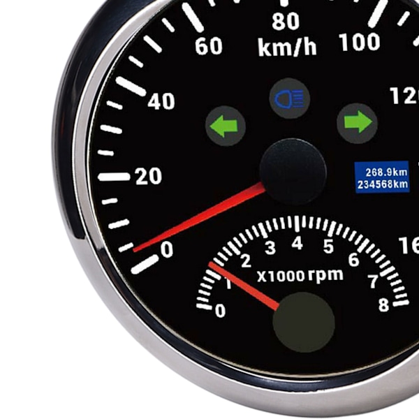 85mm 160 km/t GPS Speedometer 0‑8000 o/min Turteller Måler LCD Rød Baggrundsbelysning til Bil Båd Yacht RV Lastbil Sort