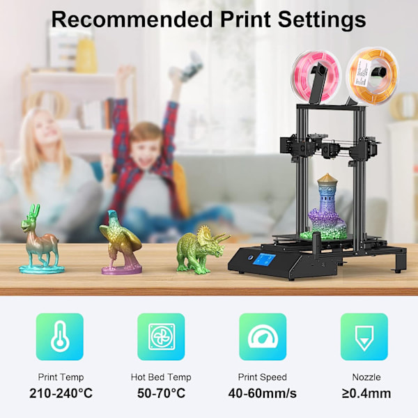 1.75mm PLA Filament Bundle Guld Röd Dubbelfärg Koextrudering Filament 3D-Utskriftsmaterial 200g 30‑45mm/s