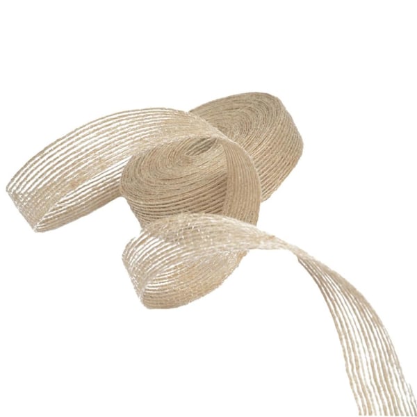 Juteväv, Hantverksband i vintagestil, Juteband i naturfärg för rustik dekoration, Perfekt för bröllopsdekorationer och DIY-hantverk, 1 rulle