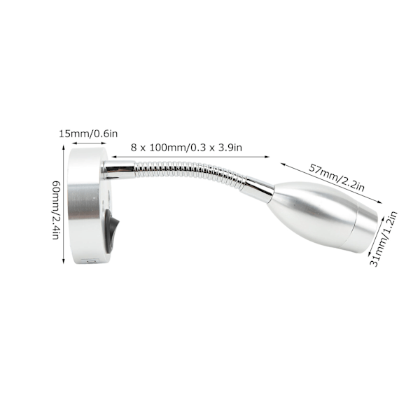 RV LED-lampa 12‑24V Båt Sängbord Läslampa Justerbar Väggmonterad Hytt Karta Lampa Varmvitt Ljus