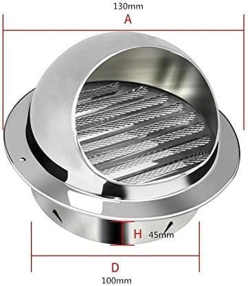 Regntæt Ventilationshætte, Multi-kompatibel Udendørs Ventilationshætte med Vind- og Regntæt Design, Indbygget Mesh-skærm i Rustfrit Stål Ventilation