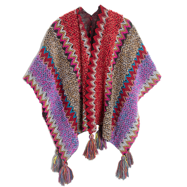 1 farvet strikket sjal Etnisk romantisk Su split sjal Cuff shaw