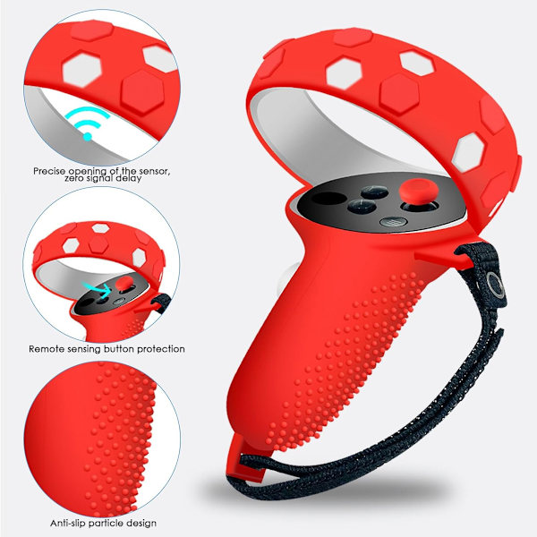 VR Headset Tilbehørssæt – Controller Grip Cover, Front Face Protector, Silikone Face Pad med Linsecover og Thumb Cap