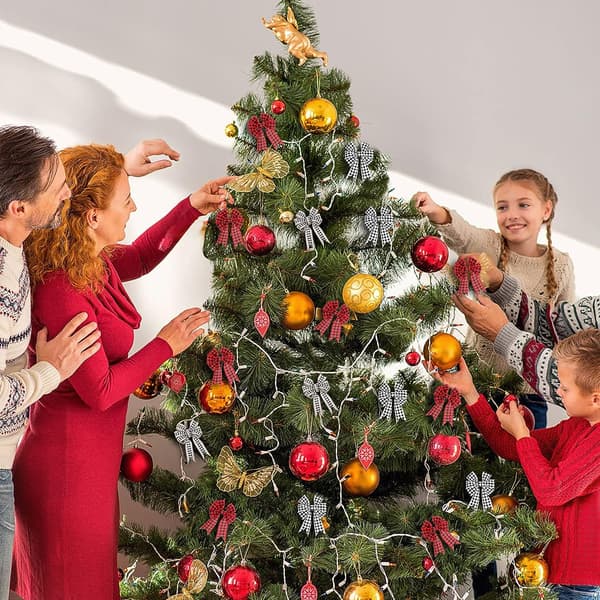 3 ruller juleternet plaidbånd, 6 m pr. rulle polyestervævet gingham-bånd til julehåndværk, gaveindpakning