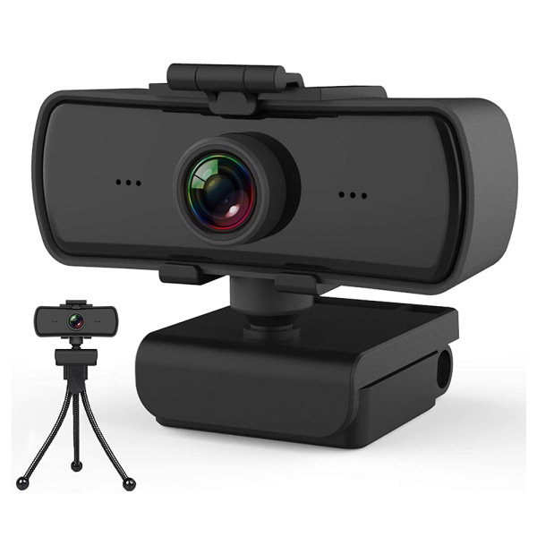 1080P op til 2K-webkamera, HD-webkamera med mikrofon- og privatlivsdæksel, USB-computerkamera, vidvinkelwebkamera, Plug and Play, til Zoom/Teams/OBS,