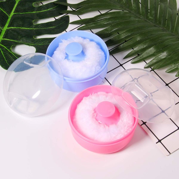 2-pak Baby Body Cosmetic Powder Puff Body Powder Puff og containeretui (pink og blå)