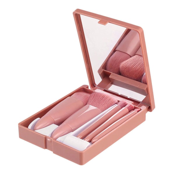 5-delad sminkborste set, spegelbox borste set, bärbar rouge borste, concealer borste