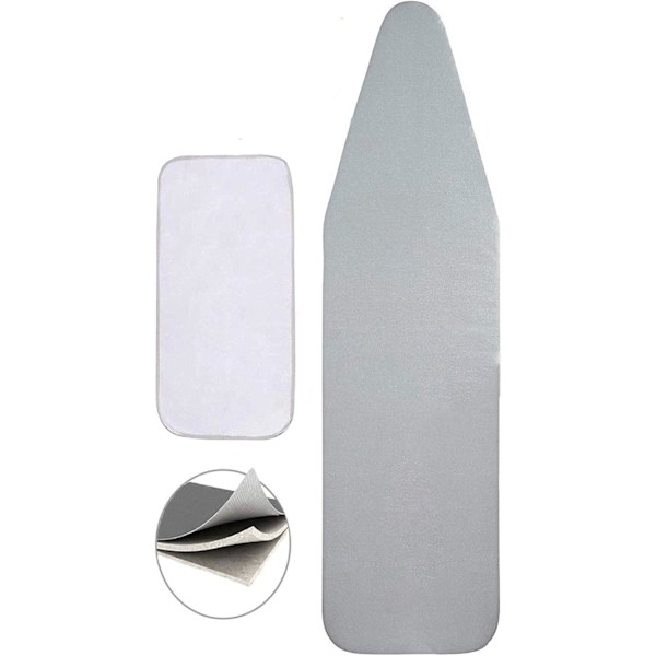 Strykbrädesöverdrag, Standardstorlek 15x54, Reflekterande Silikonyta, Kraftig Vaddering, Elastisk Kant, Justerbar Fästanordning, Slitstark Yta för