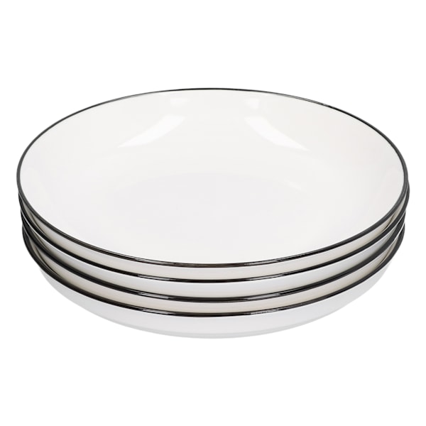 Utrymmesvänlig Form, Coupe Servisset 8 Tum, Elegant Svart Kantdesign För Stilfull Dukning, Dubbelbandad Kantdekal, Blyfri Keramik