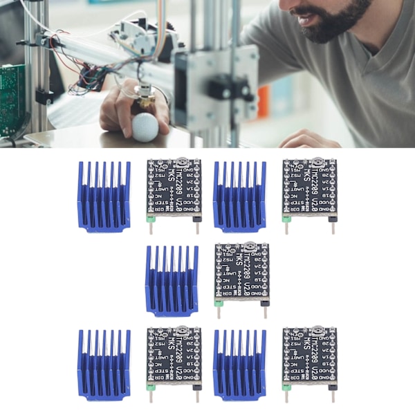 5 Sett Stepper Motor Driver Kit Ultra Silent Motor Drive Modul med Varmespreder 5.5‑28V MKS TMC2209