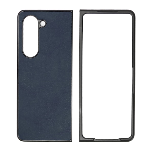 Vikbar Skärm Telefonskal Syntetiskt Läder Skyddande Vikbart Telefonskal för Samsung Galaxy Z Fold 5 Tvåfärgat Nötskinn Blå