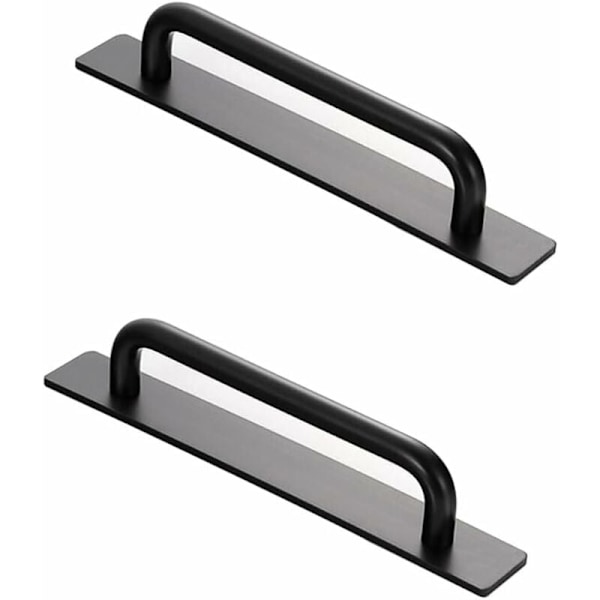 Självhäftande skåphandtag för köksfönstergarderob, mångsidiga handtag enkla att installera, 2 stycken svart aluminiumlegering med hög