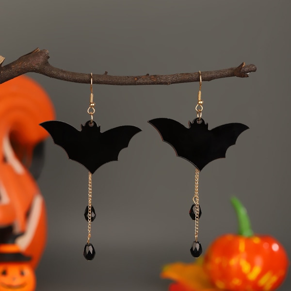 Halloween øredobber Black Spider Svart og hvit Ghost Skull