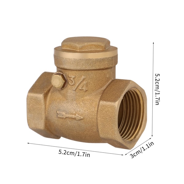 1 stk DN20 Hunn-gjenger Messing Ikke-retur Sving Sjekkventil 232PSI Forhindrer Tilbakestrømning av Vann