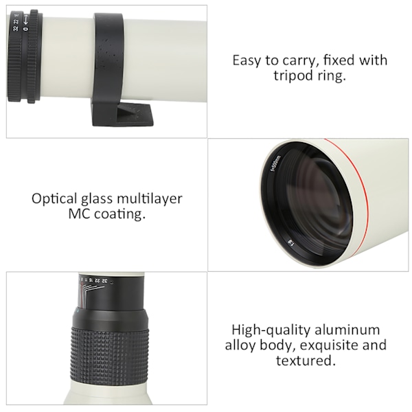 500mm F8F32 Manuel Fokusering Telefoto Fastbrændvidde Objektiv til Canon EF-S Mount Kamera