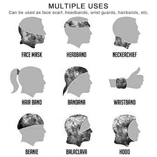 Multifunktionell Tryckt Ansiktshalsduk Elastisk Andningsbar Tvättad Huvudband Handledsskydd (S3)