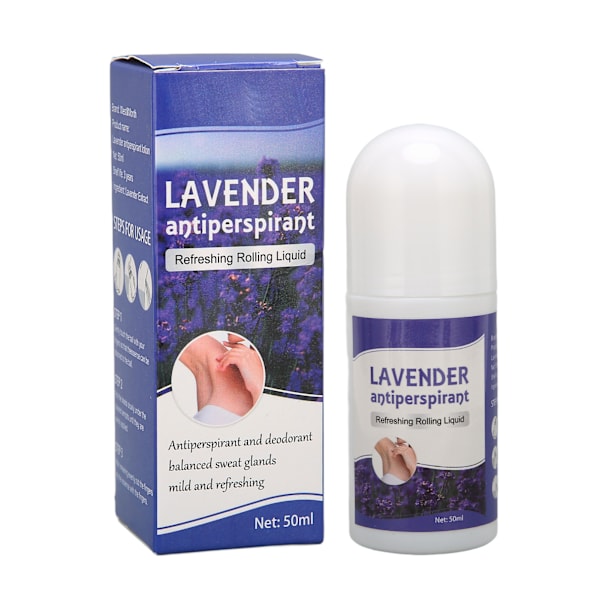 Rull-on Deodorant för Armhålor med Lavendel Doft, Minskar Svettnings, Uppfriskande Antiperspirant 50ml