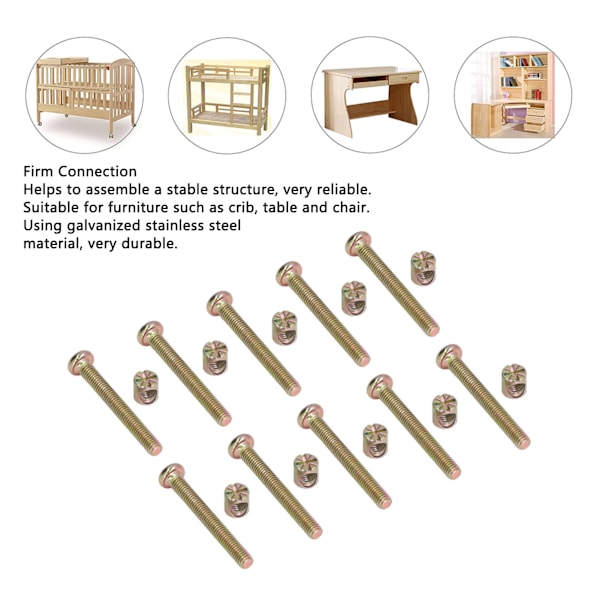10 Set Baby Säng Spjälsäng Skruv M6 Galvaniserad Rostfritt Stål Hex Socket Head Cap Skruvar Hårdvara Kit för MöbelM6x50mm