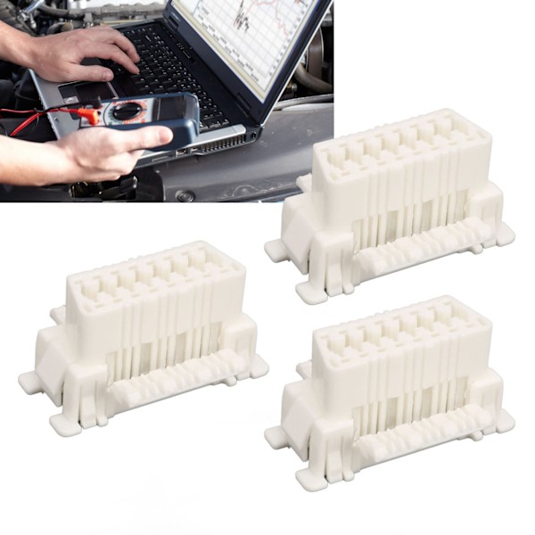 10 stk. OBD2 16-bens Hun-stik Kabelforbindelse Hvid til Bilstik Diagnosticeringsinterface Scanner