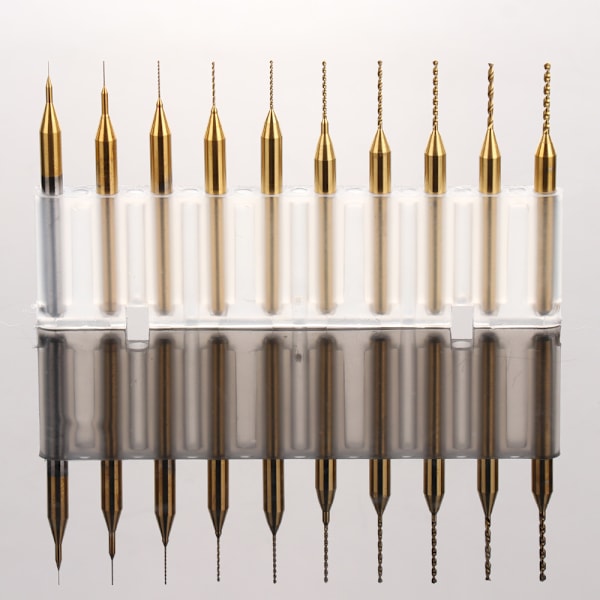 10 stk PCB Borer med Guld Nano-belægning Høj Effektivitet 0,1‑1mm PCB Borer Sæt til Miniature Gravering