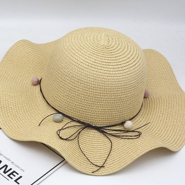 Dam Halmhatt Bred brätte Beach Sun Cap Vikbar Stor Dam Khaki