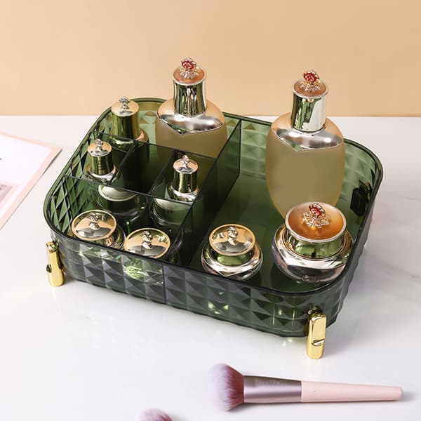 Makeup Organizer Bordplade Opbevaring, Stor Klar Makeup Opbevaring med Multifunktionelle Organiseringsfunktioner, Display Case Container Vanity Opbevaring