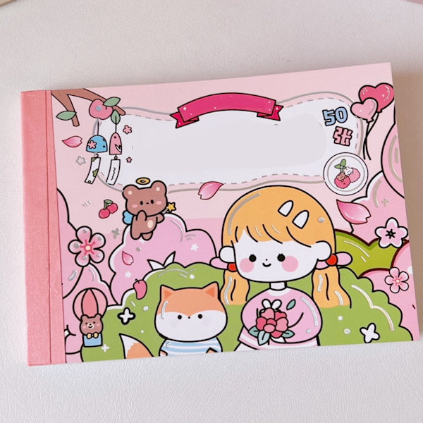 50 Ark Scrapbook Dekorativt Papper Sött Mönster DIY Personliga Estetiska Scrapbooking Stickers för Dagbok Anteckningsbok