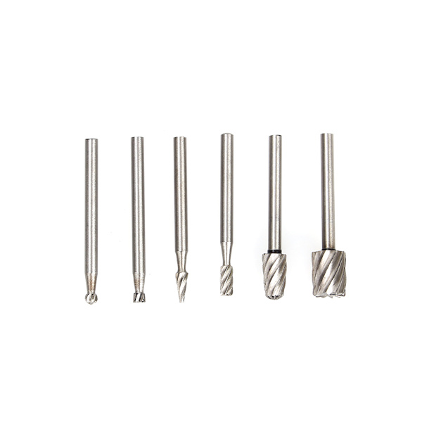 6-pack HSS Burr End Mill Fräsverktyg Fräsbitssats 3,17 mm-8 mm Huvud SG