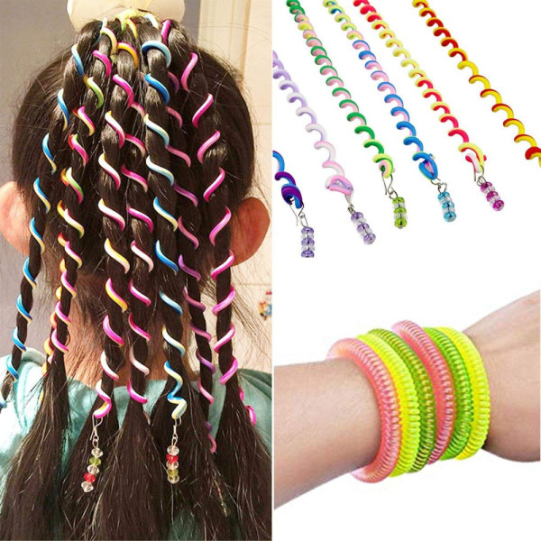 12 stykker farget hårtwist, fargespiralhårtilbehør, elastisk strikkehårtilbehør, hårtilbehør til jenter