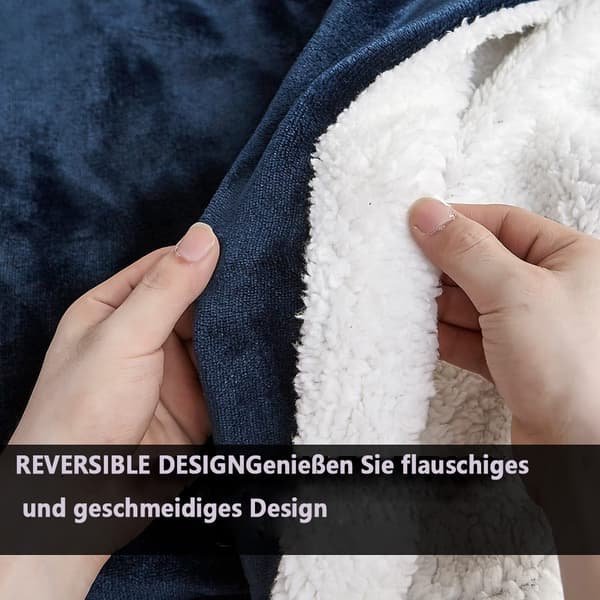 Koseteppe mykt 130 x 160 cm, tykt varmt sofateppe Colour blue