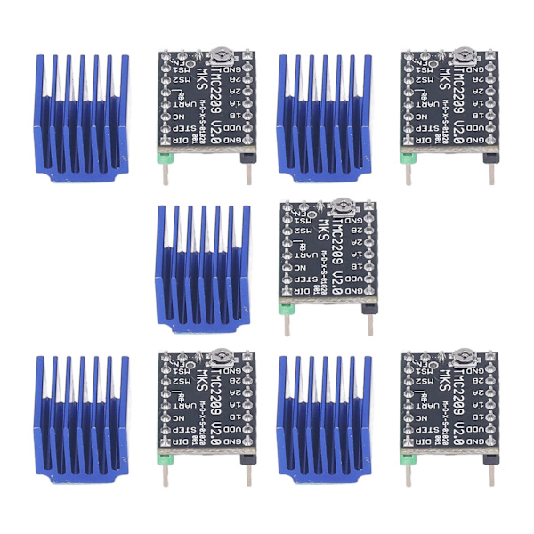 5 Set Steppermotor-drivrutiner Kit Ultraljudsstyrd Motor Drivrutinmodul med Värmekylare 5.5‑28V MKS TMC2209