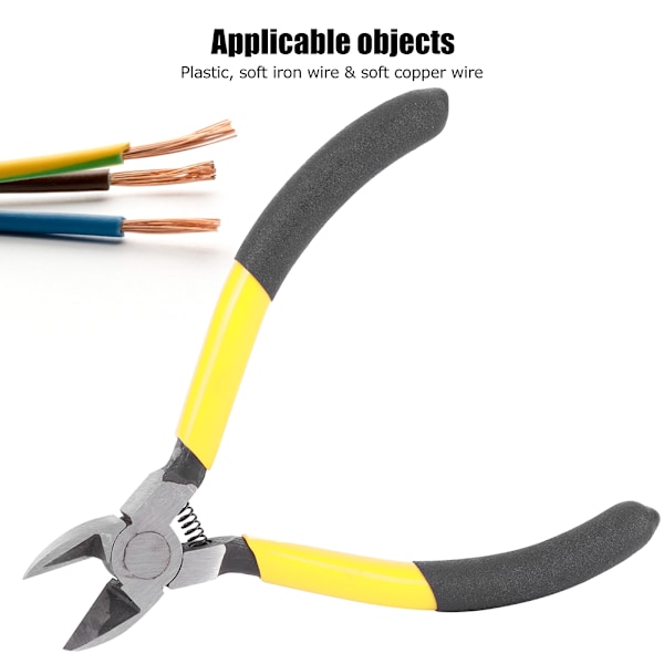 Diagonal Tång Högkolstål Kropp 2-Färgad Halksäker Handtag Återfjädrande Svans Flush Cutter 5 Tum