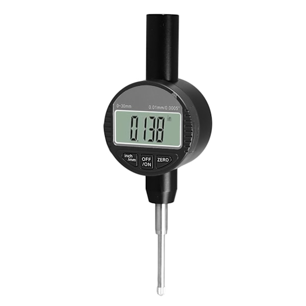 Digital indikatorklocka 0,01 mm 0,0005 tum upplösning 0 till 30 mm räckvidd M2,5 gänga Högprecisions mätklocka