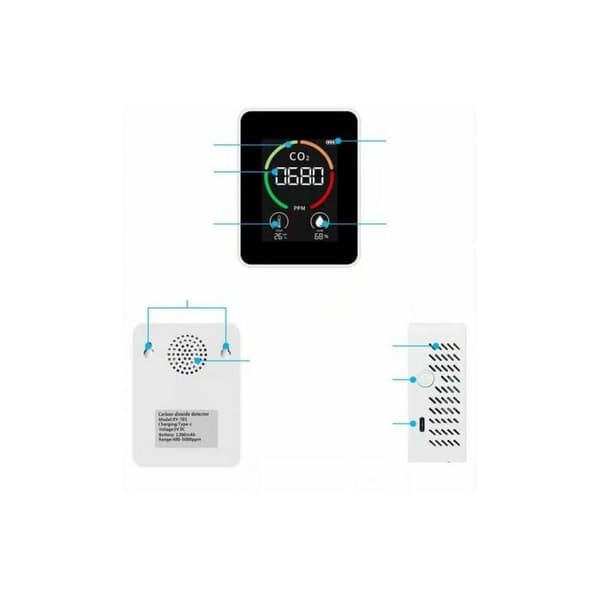 Termohygrometer med avansert NDIR-sensor, digital luftdetektor for CO2-analyse i sanntid, intelligent luftkvalitetsmonitor med flere