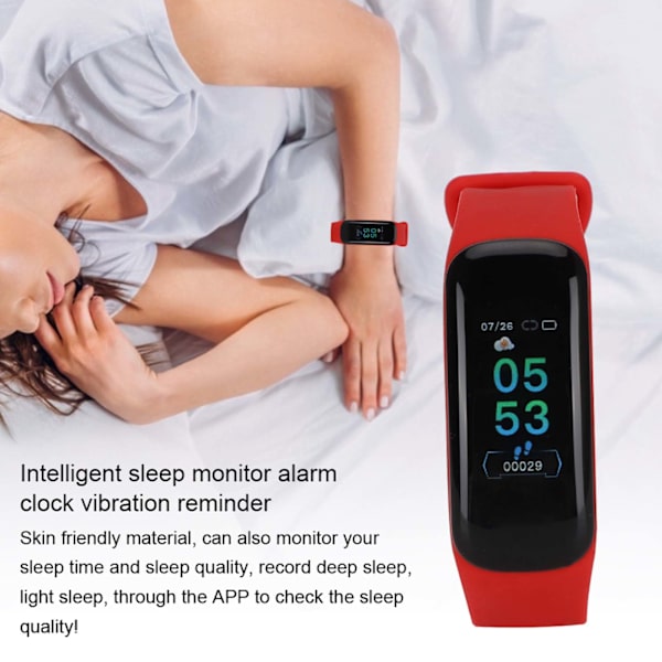 Hjertefrekvens Blodtryksmåler IP67 Vandafvisende Intelligent Ur Smart Armbånd Gave (Rød)