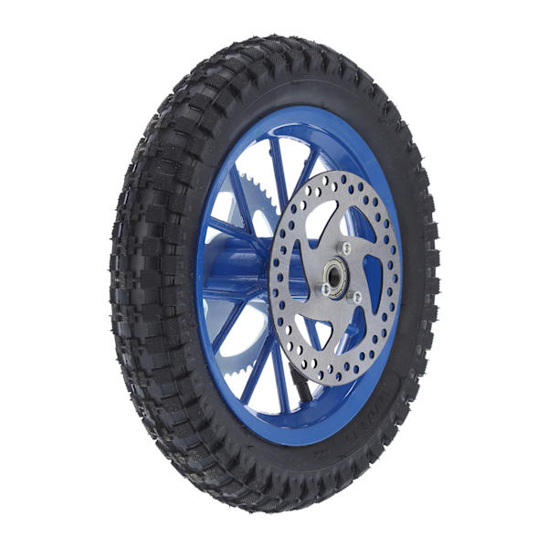 12.5x2.75 tommer Mini Cykel Baghjul AntiSkid Gummi Stål Legering til 47cc 49cc 2 Takts Dirt Bike (Blå)