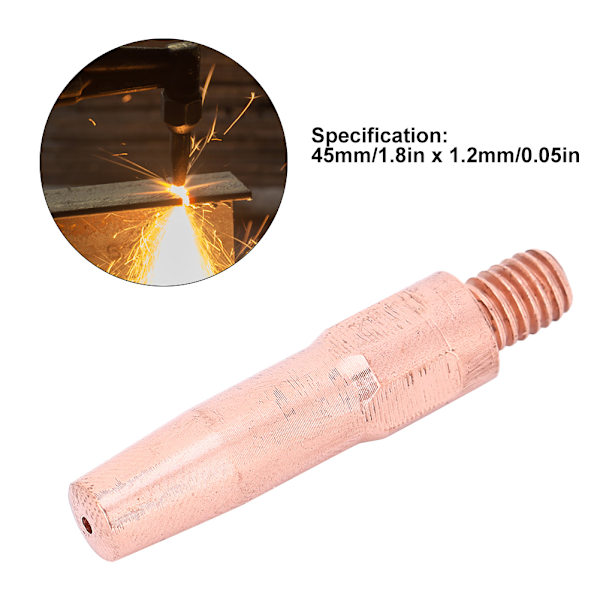 10 stk MIG Svejsbrænder Kontaktspidser Krom Zirkonium Kobber Ledende Dyse 45x1,2 mm