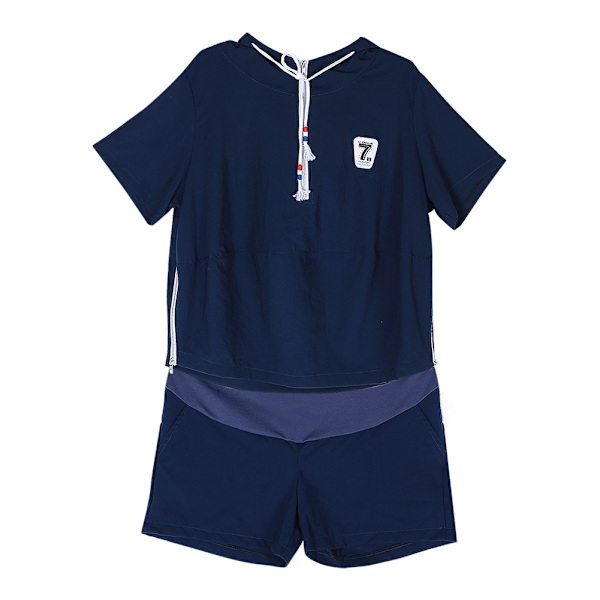 2-pack Mamma Hoodie med Korta Ärmar och Shorts (Safirblå M)