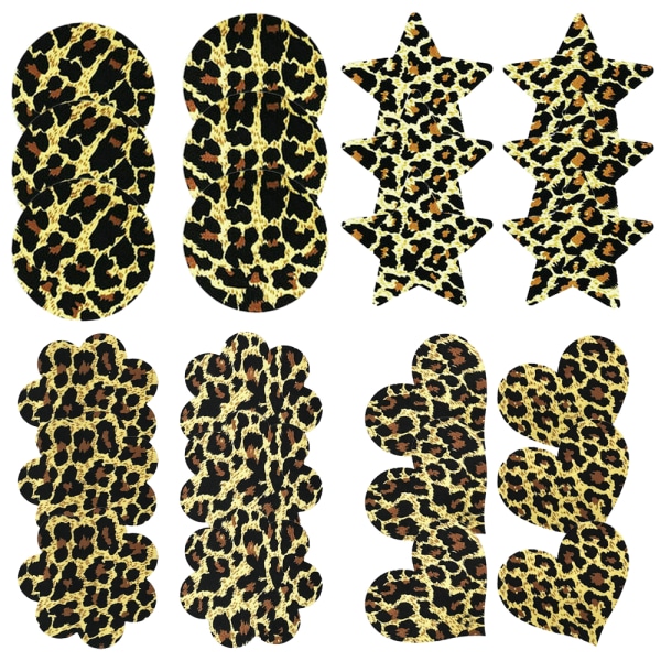 12 par brystvortebetræk selvklæbende leopardprint