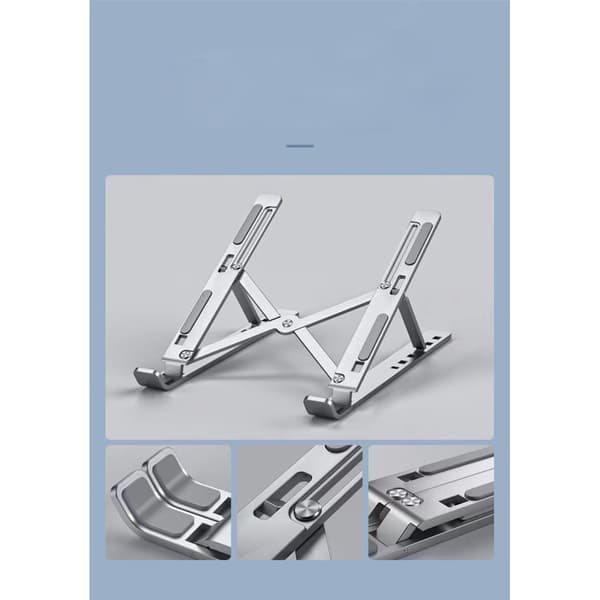 Foldbart Laptopstativ til Skrivebord, Skridsikkert Design Ergonomisk Holder, Justerbart Ventileret Notebookstativ med Silikonepuder til 10-16\" Laptops
