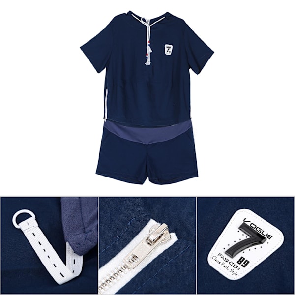 2-pack Mamma Hoodie med Korta Ärmar och Shorts (Safirblå M)