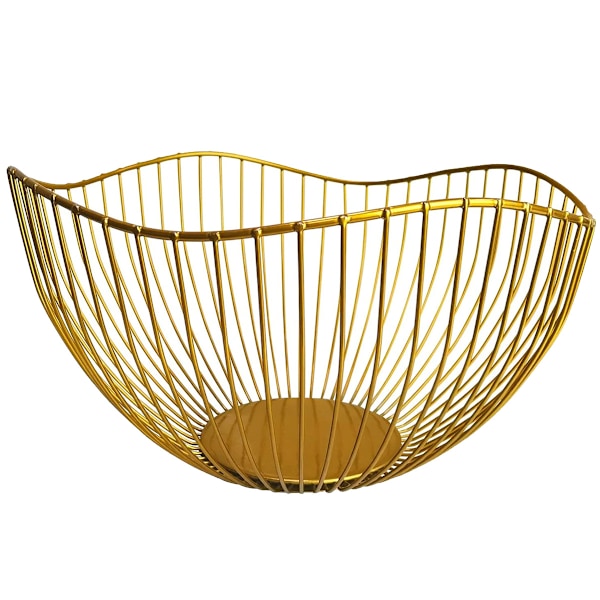 Stilren geometrisk form metalltråd fruktkorg, elegant modern design med ventilerande ihålig struktur för luftcirkulation, halkfri stabil frukthållare