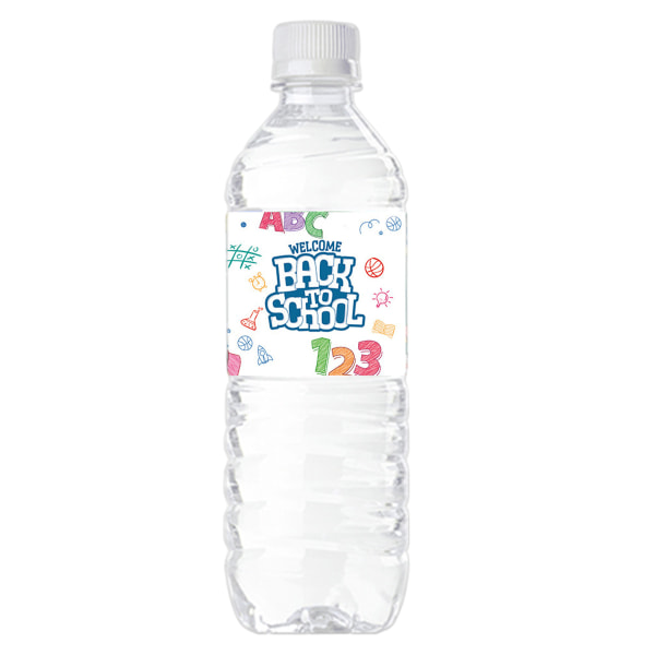 24 stykker Velkommen tilbage til skolen vandflaskeetiketter
