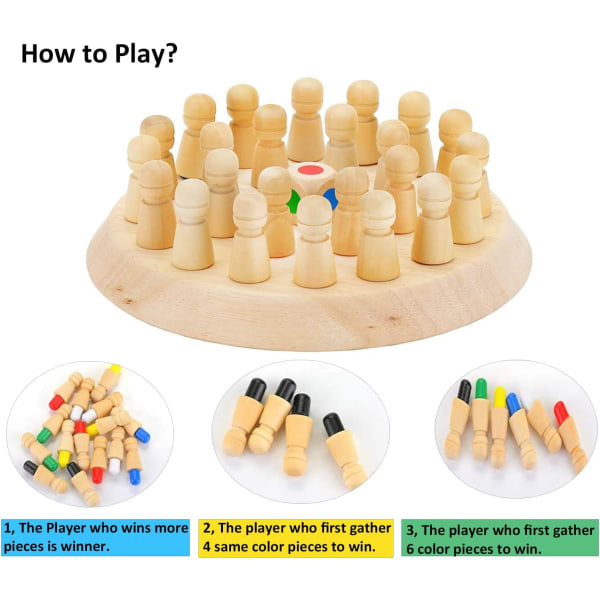 Memory Match Stick Chess, Jeux en bois, Échecs à mémoire en